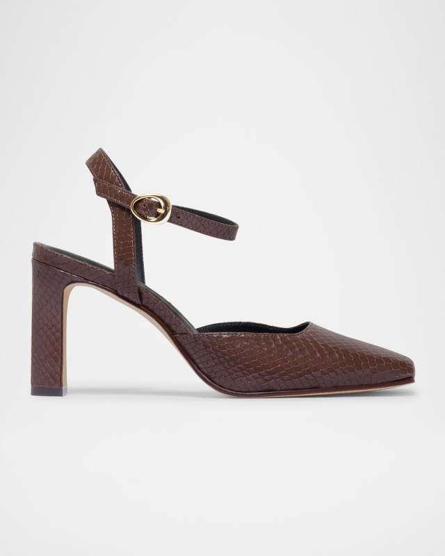 Gama Snake-Embossed Leather Pumps